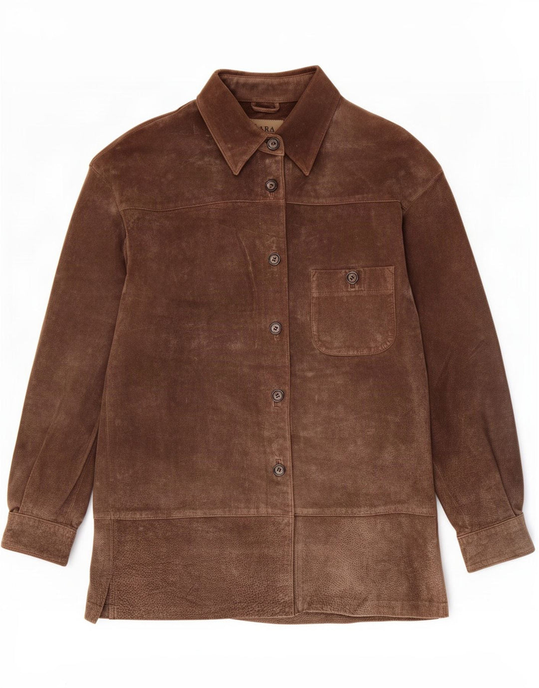 Zara Dame Ruskindsjakke UK 14 Medium Brun Læder