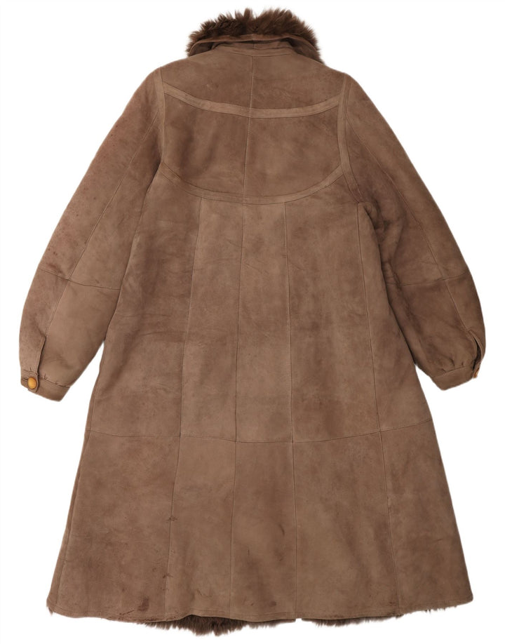 Vintage Dame Shearling Coat UK 14 Medium Brown