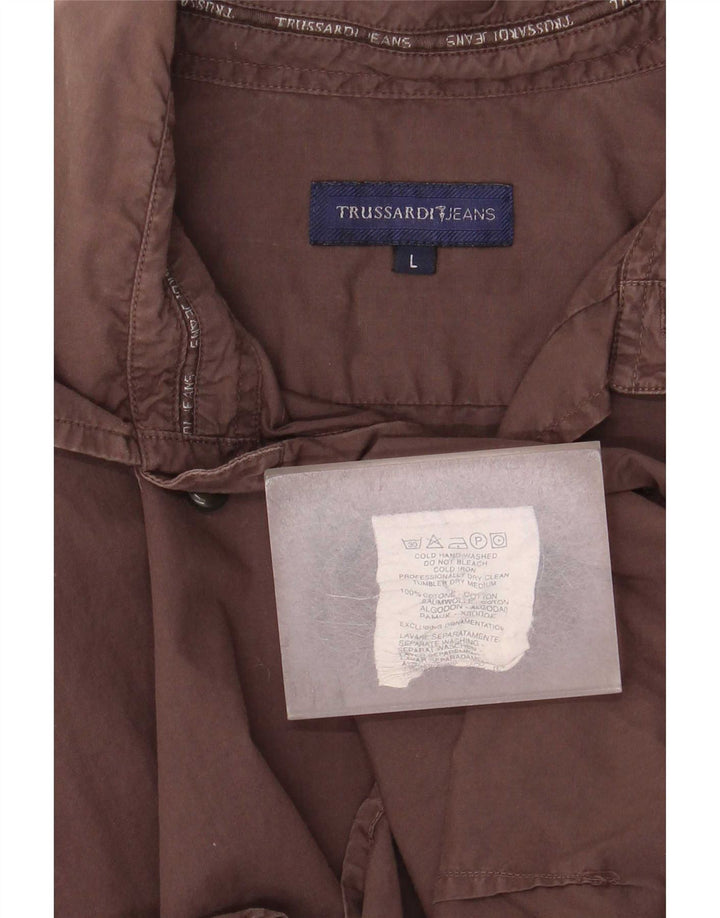 Trussardi Jeans Herreskjorte Stor brun bomuld