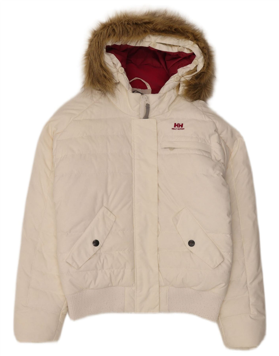 Helly Hansen Dame Hooded Polstret Jakke UK 12 Medium White Nylon