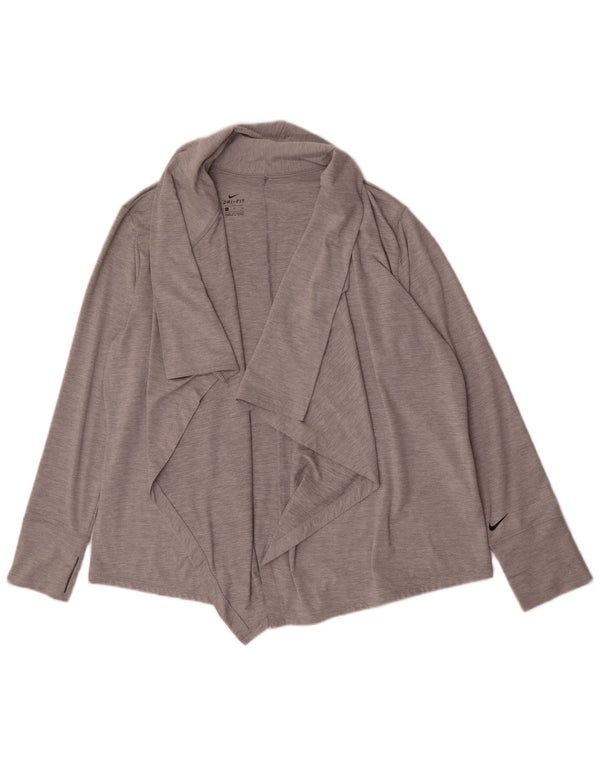 Nike Dame Dri Fit Open Cardigan Top UK 18 XL Grå Flecked Polyester