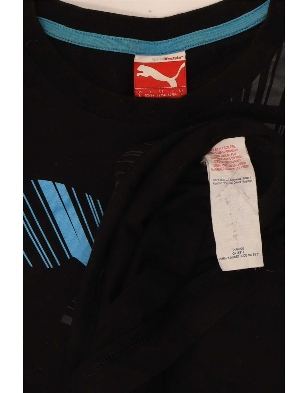 Puma Herre Grafisk T-Shirt Top Stor Sort Bomuld