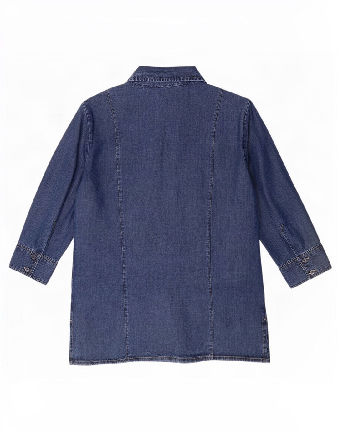 Marks & Spencer Dame 3/4-ærmet denimskjorte UK 12 Medium Blue Lyocell