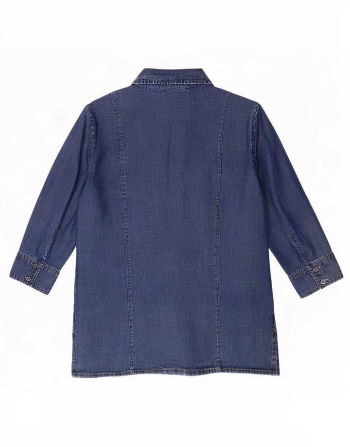 Marks & Spencer Dame 3/4-ærmet denimskjorte UK 12 Medium Blue Lyocell