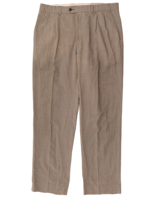 Marks & Spencer Herre Chinobukser EU 46 XL W36 L31 Khaki Houndstooth