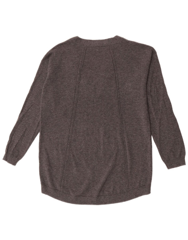 Fat Face Dame Oversized V-hals sweater UK 12 Medium Grey Uld