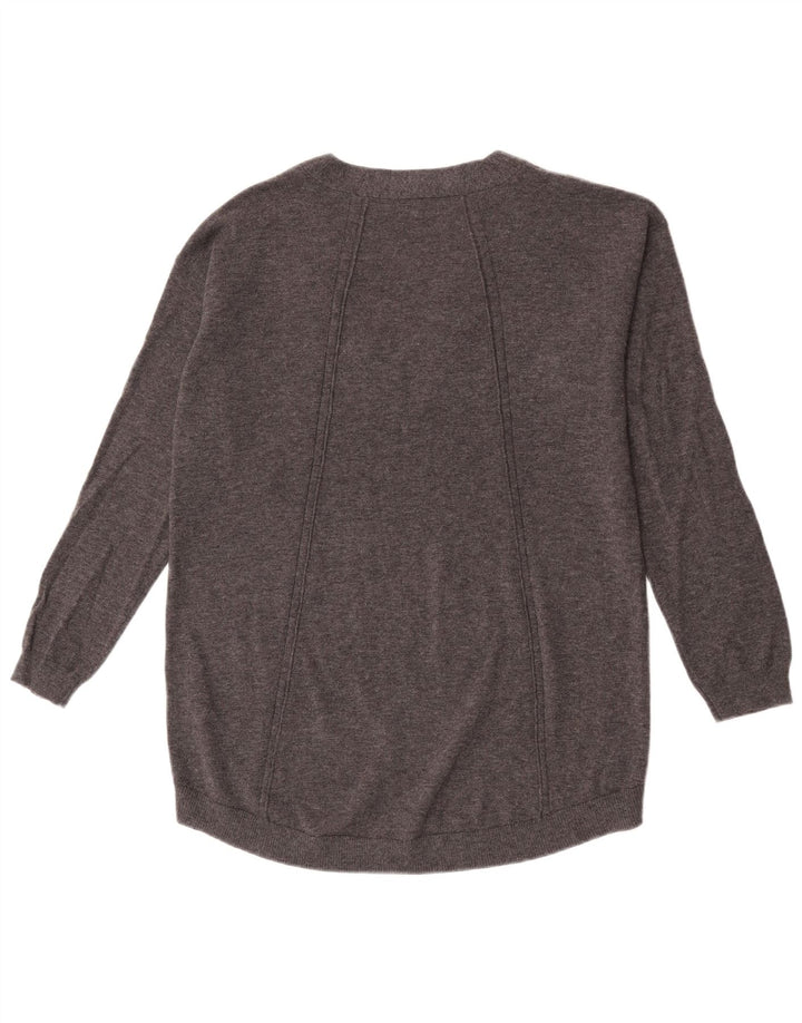 Fat Face Dame Oversized V-hals sweater UK 12 Medium Grey Uld