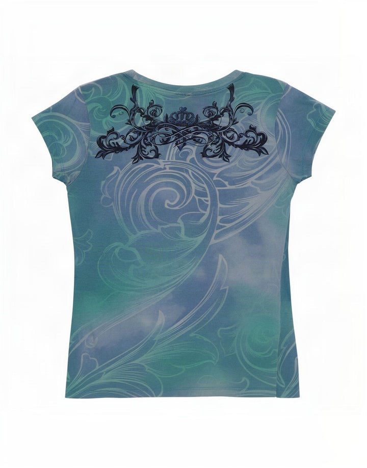 Hard Rock Cafe Dame Rom Grafisk T-Shirt Top UK 8 Small Multicolored