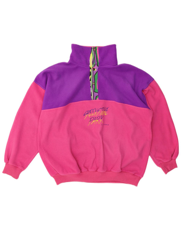 GREENSTONE PARK Oversized grafisk fleecetrøje til kvinder UK 16 Large Pink