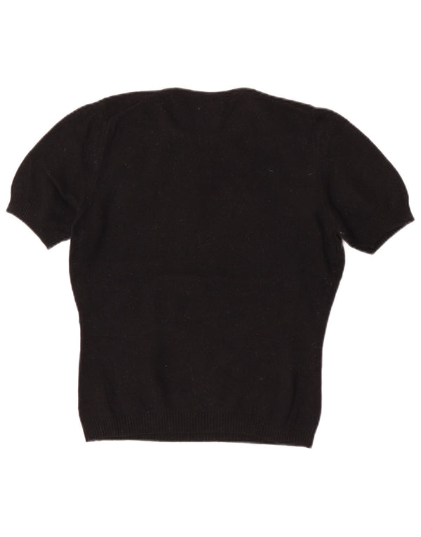 Benetton Dame Kortærmet Jumper Sweater UK 12 Medium Sort