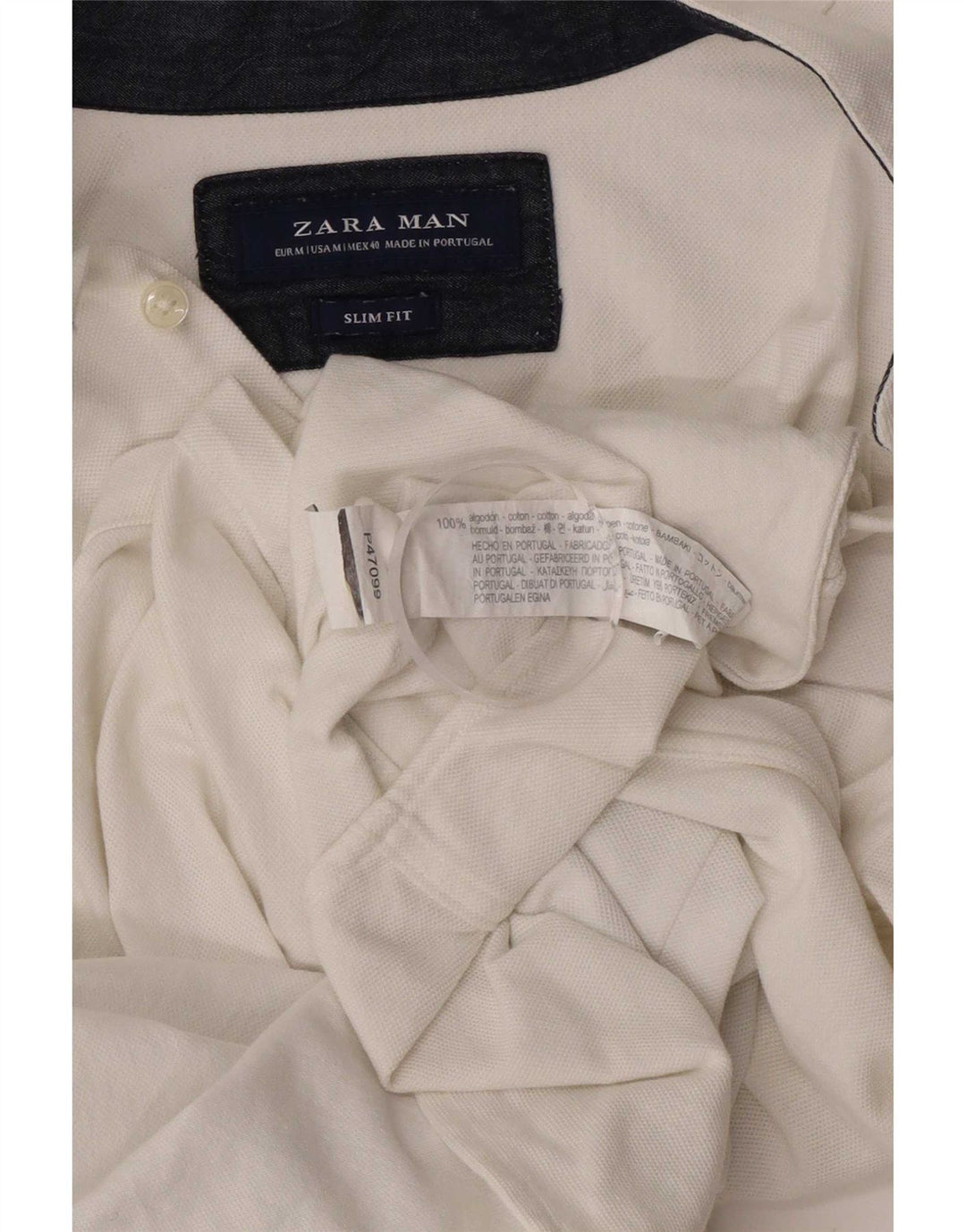 Zara Herre kortærmet Slim Fit skjorte Medium hvid bomuld