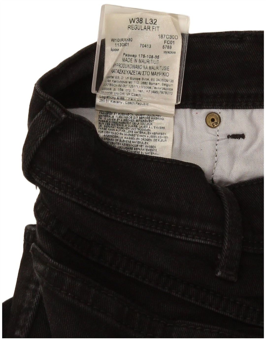 Wrangler Herre Regular Fit Straight Jeans W38 L32 Sort Bomuld
