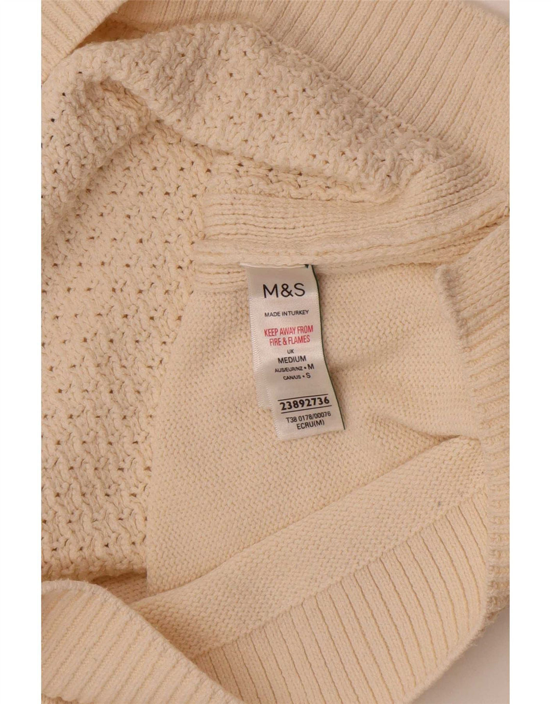 Marks & Spencer Dame Crop Polo Neck Jumper Sweater UK 14 Medium Off White