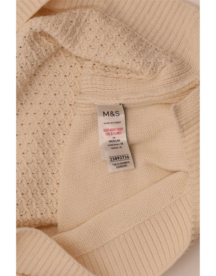 Marks & Spencer Dame Crop Polo Neck Jumper Sweater UK 14 Medium Off White