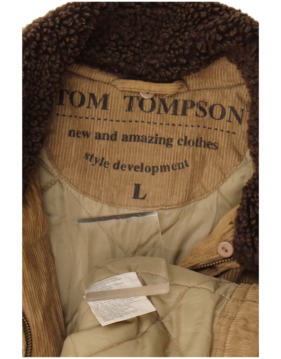 Tom Tompson Herre Corduroy-jakke UK 40 Stor Beige Bomuld
