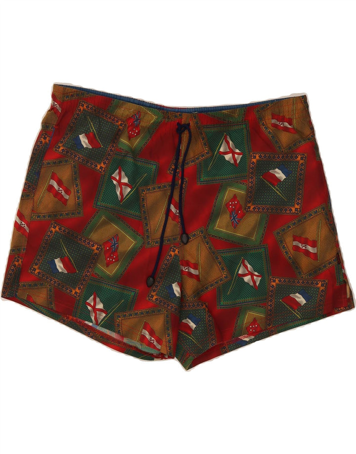 PARAH Mens Abstract Pattern Swimming Shorts IT 54 Small  Red Vintage Parah and Second-Hand Parah from Messina Hembry 