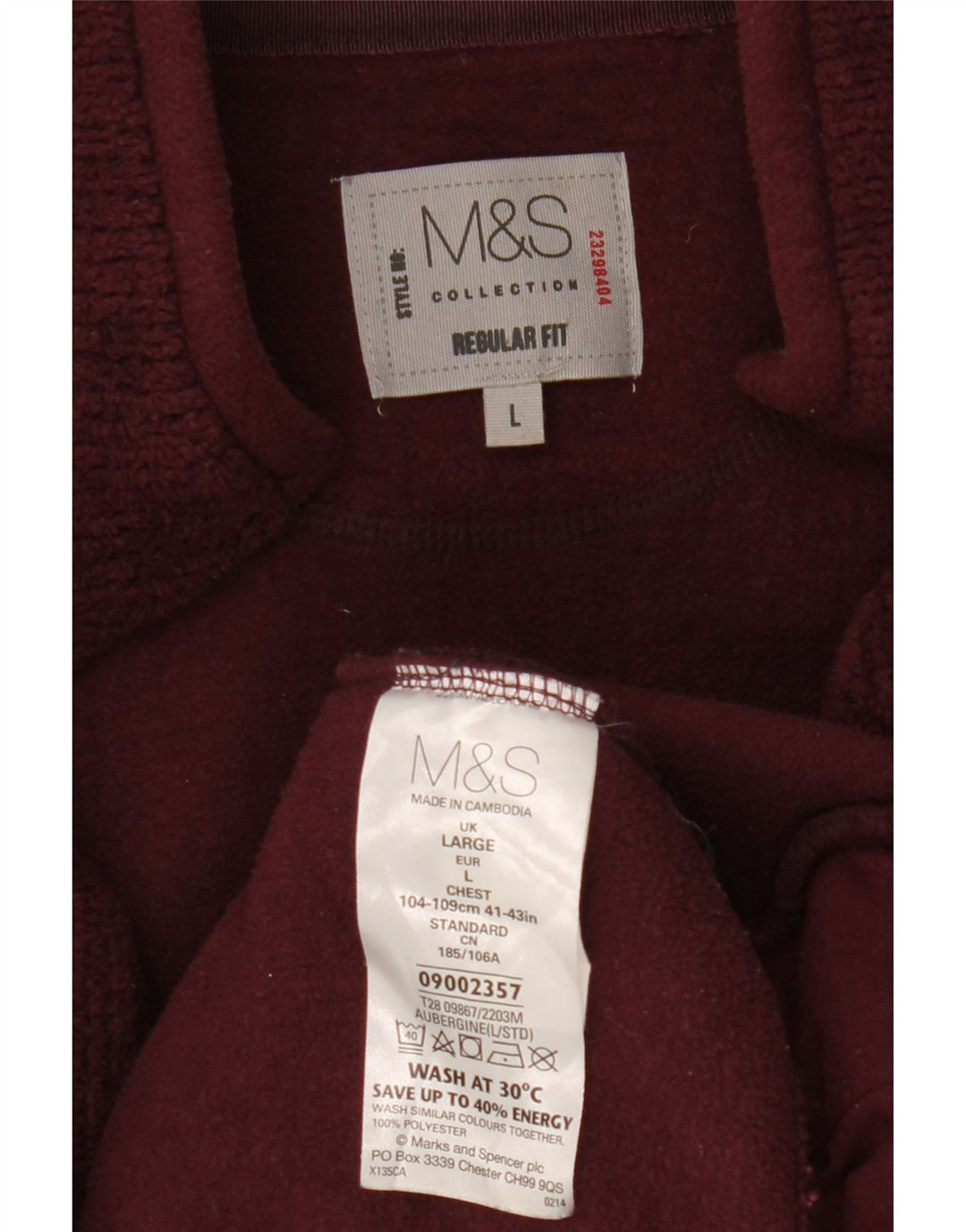 Marks & Spencer Herre Regular Fit træningsdragt Topjakke Stor Burgundy