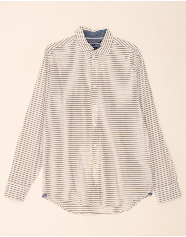 Tommy Hilfiger Dame Slim Fit Skjorte UK 14 Medium Hvid Stribet Bomuld