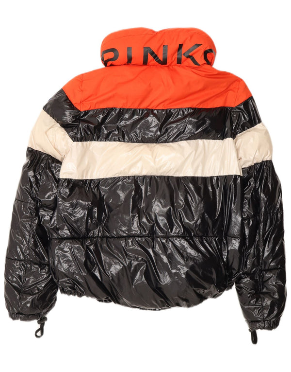 Pinko Kvinders Grafisk Oversized Polstret Jakke UK 6 XS Sort Colourblock