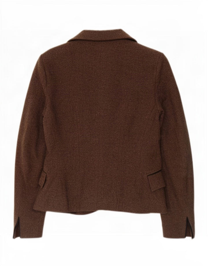 Zara Dame 1-knaps blazerjakke EU 40 Medium Brun Flecked Acryl