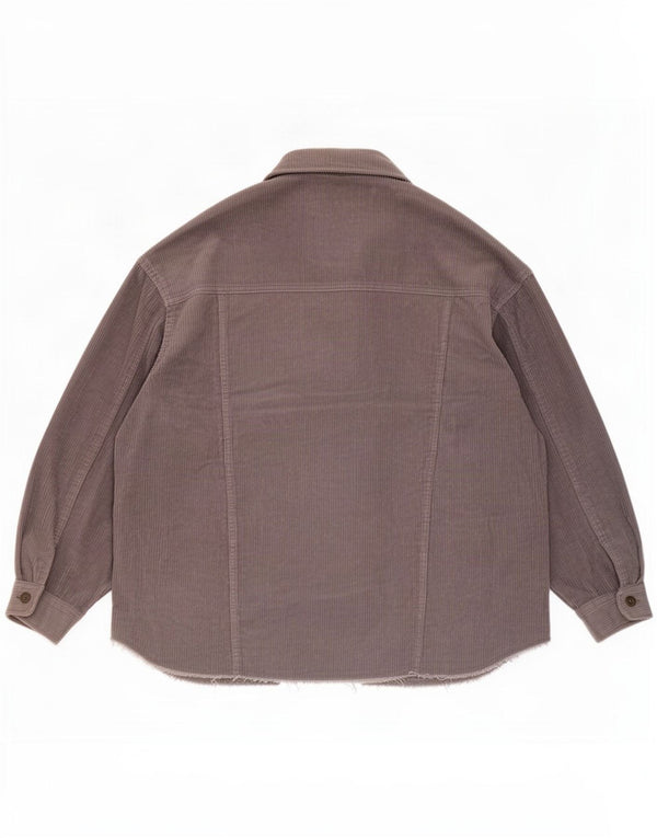 Zara Dame Oversized Corduroy Jacket UK 16 Large Grå Bomuld