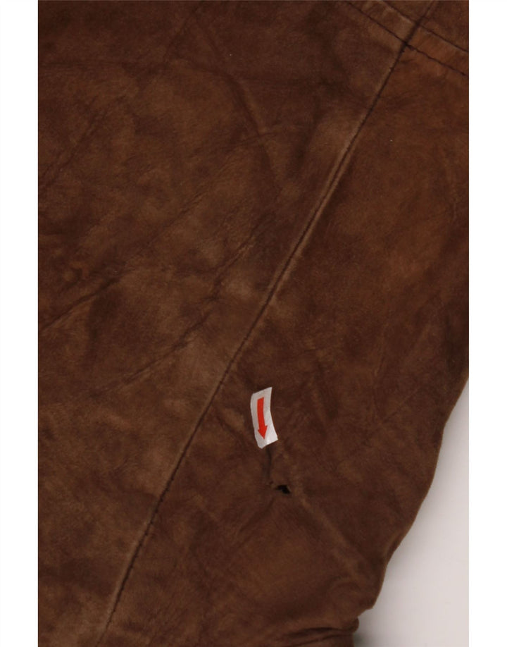 VINTAGE Herre Shearling Double Breasted Coat IT 54 2XL Brunt Læder