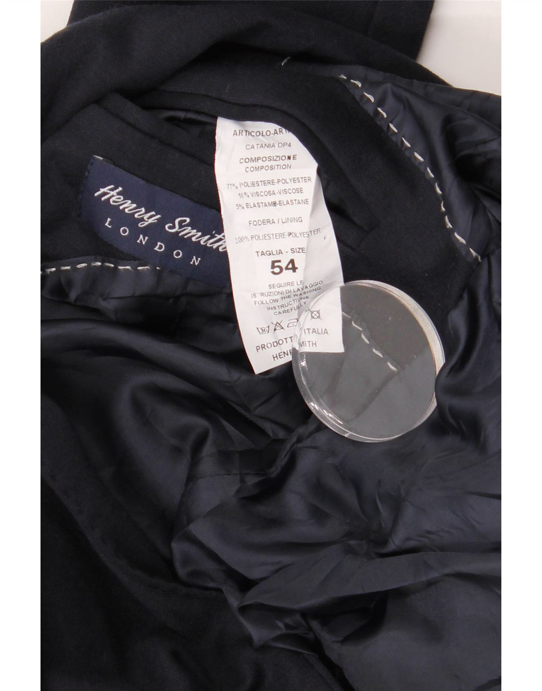 Vintage Herre 2-knap 2-delt jakkesæt IT 54 2XL W34 L30 Marineblå polyester