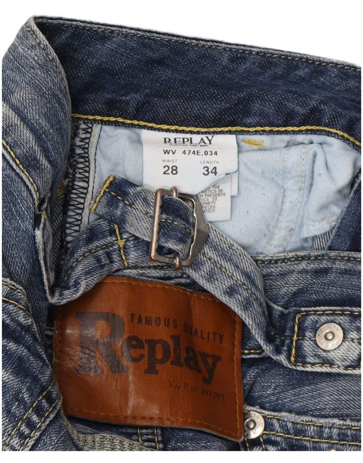 Replay Dame Straight Jeans W28 L34 Blå Bomuld