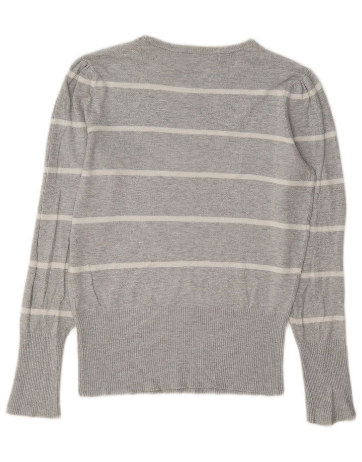 Marks & Spencer Dame sweater med rund hals DK 8 Lille grå stribet