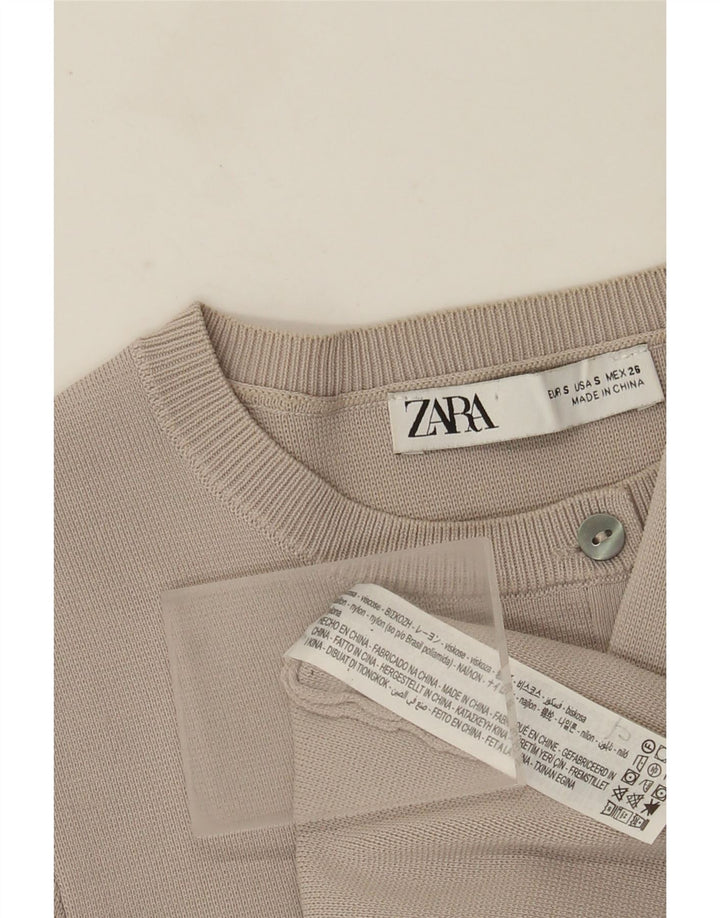 Zara Womens Crop Cardigan Sweater UK 8 Small Grey Viscose