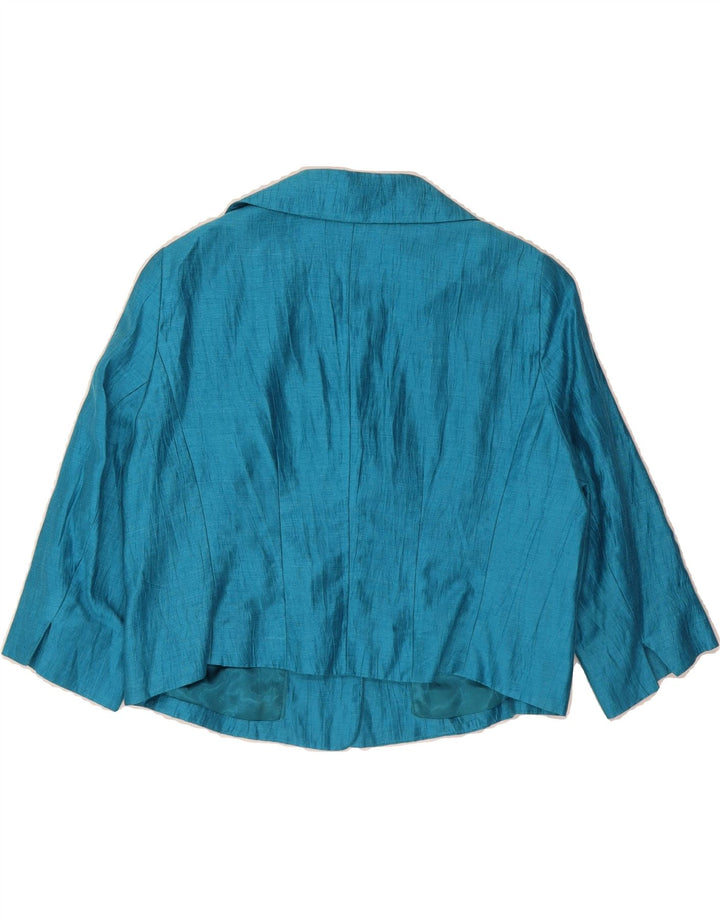 MINUET Womens Crop 3/4 Sleeve 3 Button Blazer Jacket UK 16 Large Blue Vintage Minuet and Second-Hand Minuet from Messina Hembry 