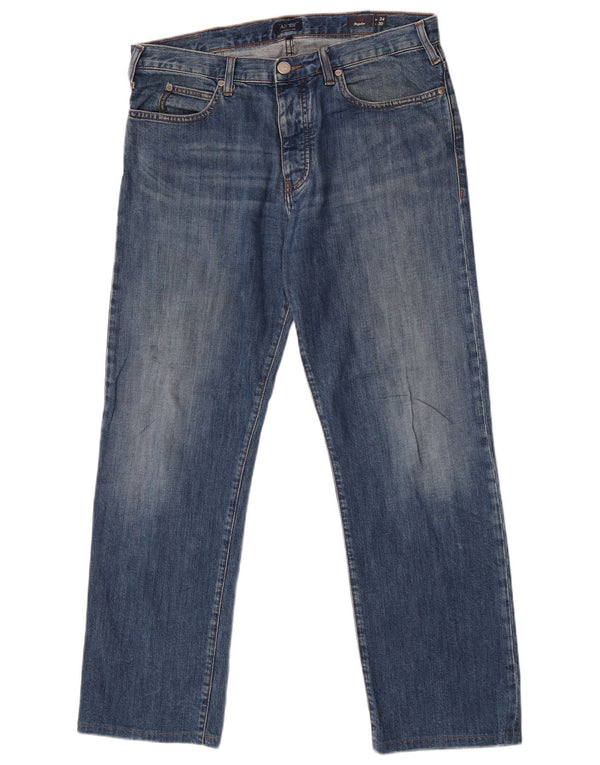 Armani Herre Regular Fit Straight Jeans W35 L30 Blå Bomuld