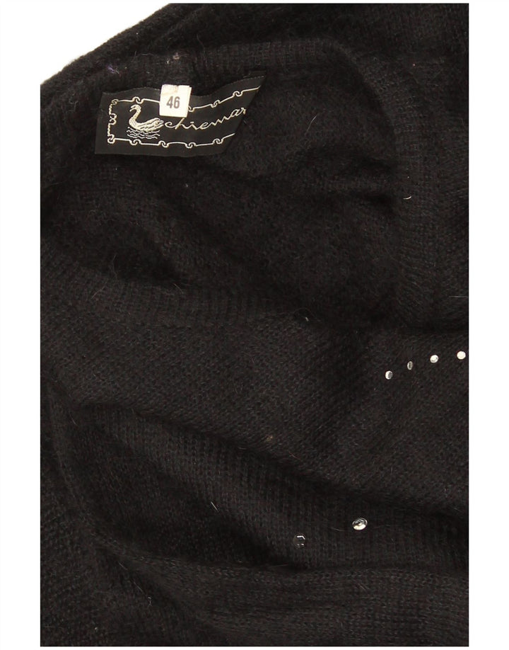 Vintage Kvinders Oversized Crop Crew Neck Jumper Sweater IT 46 Large Black