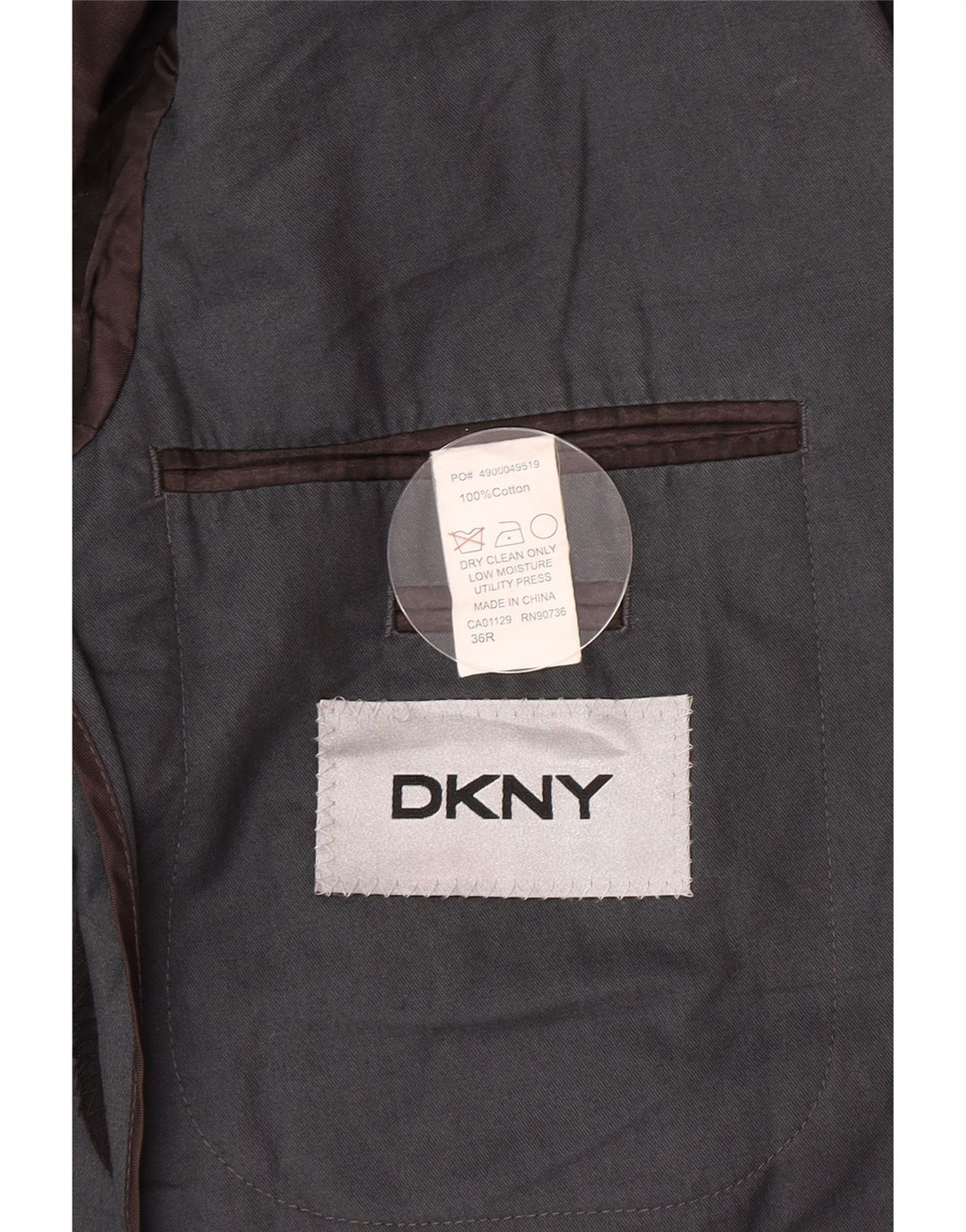 Dkny Herre 2 Knaps Blazer Jakke UK 36 Lille Grå Bomuld
