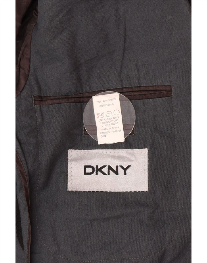 Dkny Herre 2 Knaps Blazer Jakke UK 36 Lille Grå Bomuld