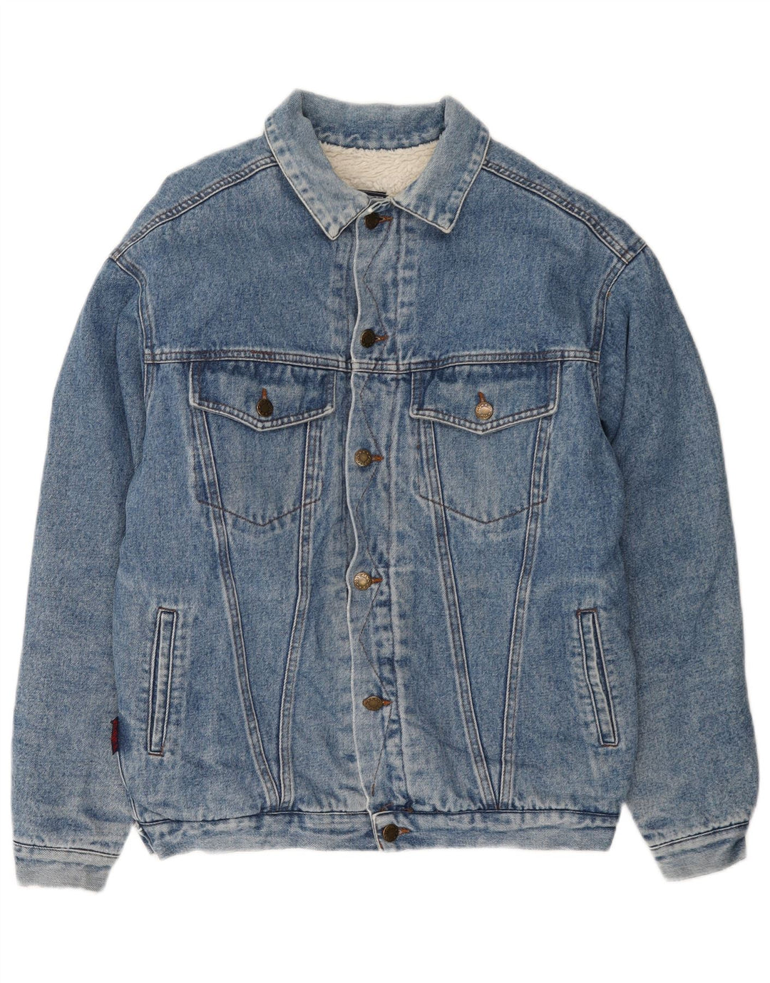 Vintage Herre Denim Sherpa Jacket UK 40 Large Blue