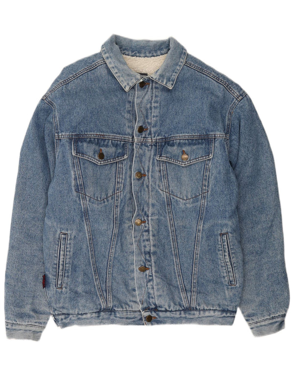 Vintage Herre Denim Sherpa Jacket UK 40 Large Blue