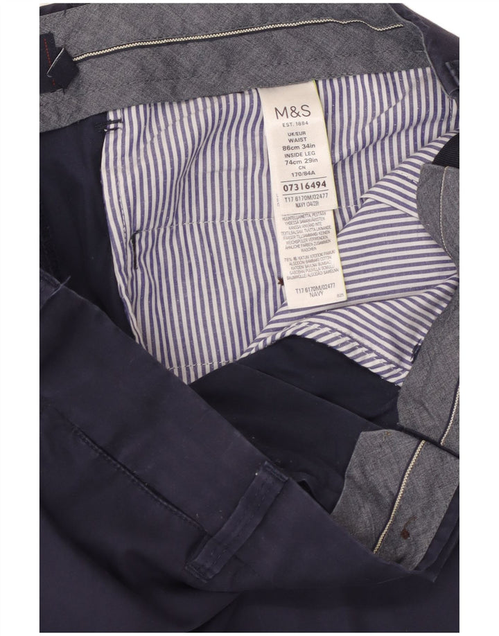 Marks & Spencer Herre Cropped Trousers W34 L25 Marineblå Bomuld