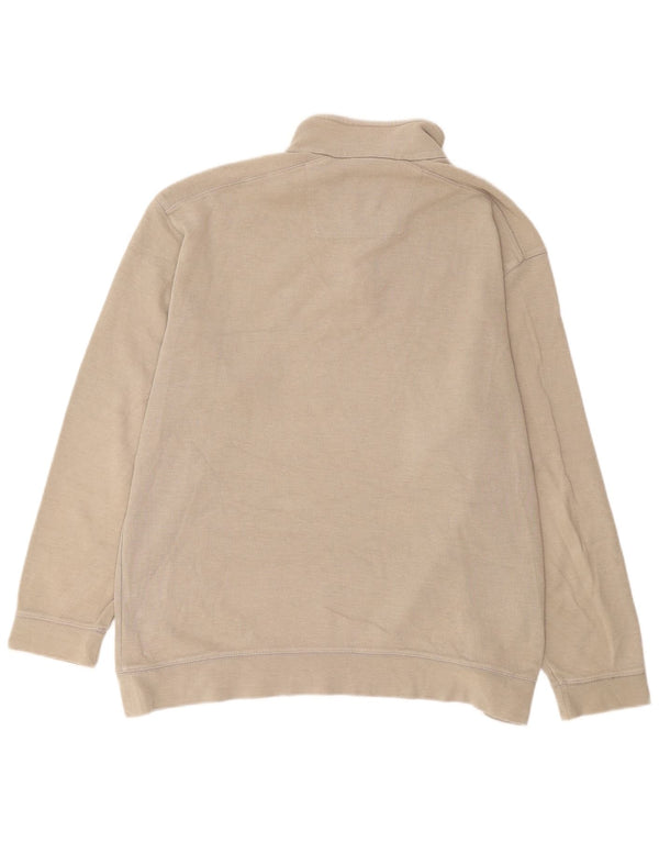 Marks & Spencer Herre Blue Harbor Zip Neck Sweatshirt Jumper Large Beige