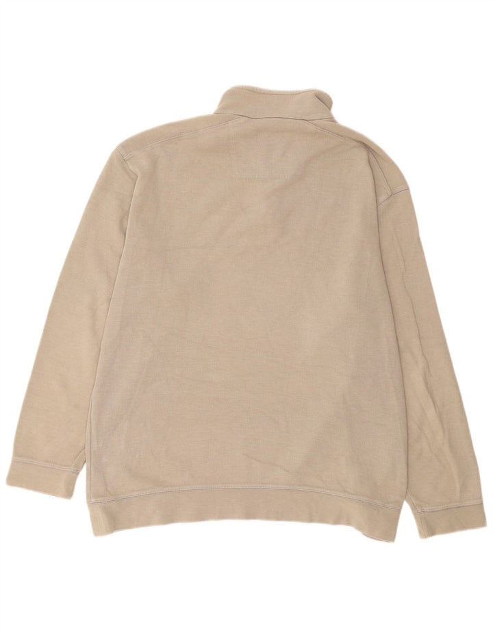 Marks & Spencer Herre Blue Harbor Zip Neck Sweatshirt Jumper Large Beige