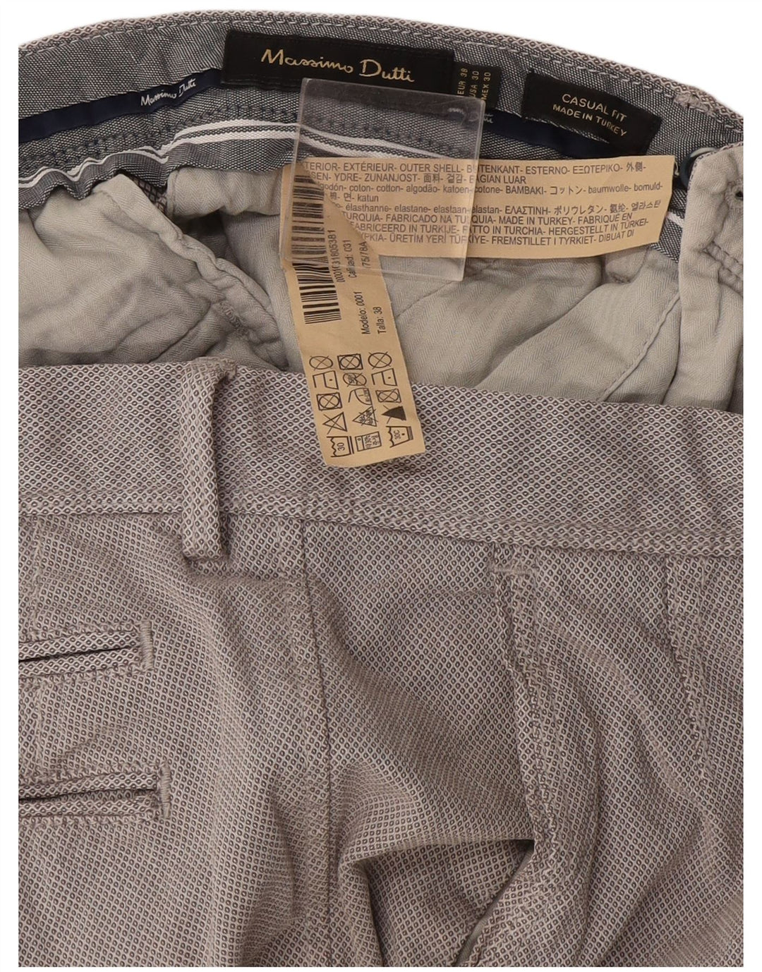 Massimo Dutti Herre Chinobukser EU 38 Small W30 L29 Grå Argyle/Diamond