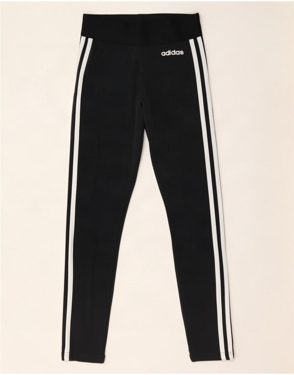 Adidas Womens Leggings UK 0/2 2XS Sort Bomuld