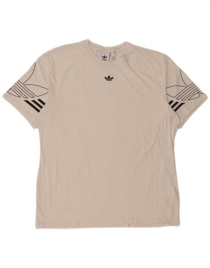 Adidas Grafisk T-shirt top til mænd, stor hvid bomuld