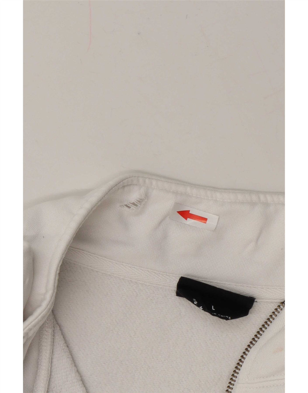 Champion Herre Zip Neck Sweatshirt Jumper Stor Hvid Bomuld