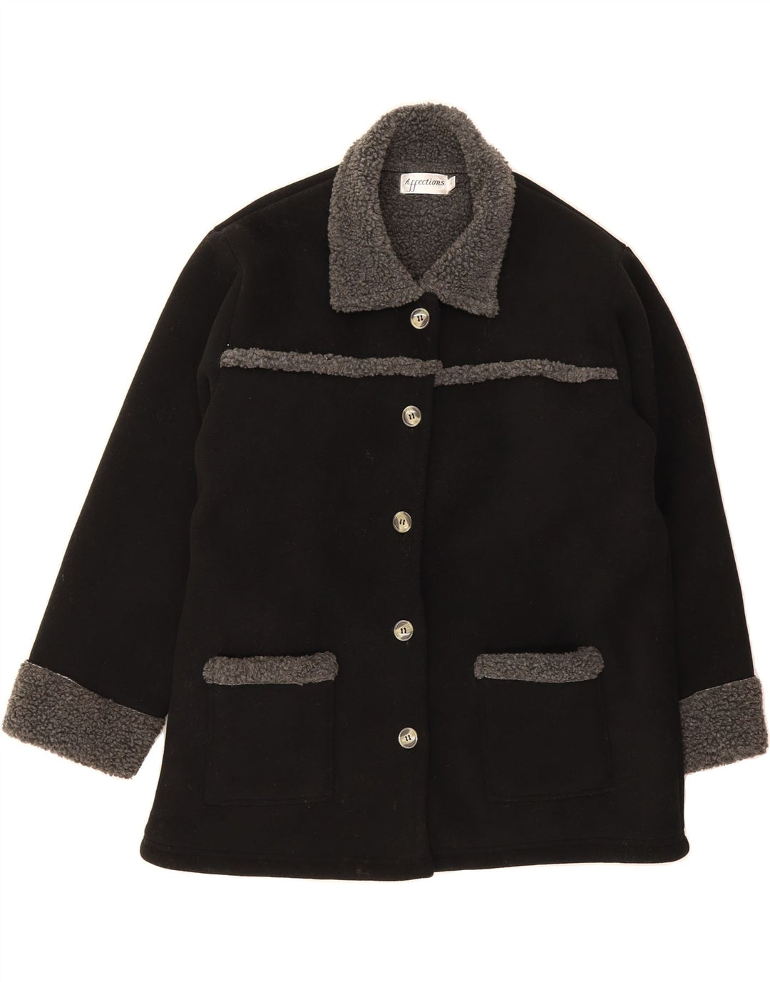 VINTAGE Womens Overcoat UK 16 Large Black Polyester Vintage Vintage and Second-Hand Vintage from Messina Hembry 