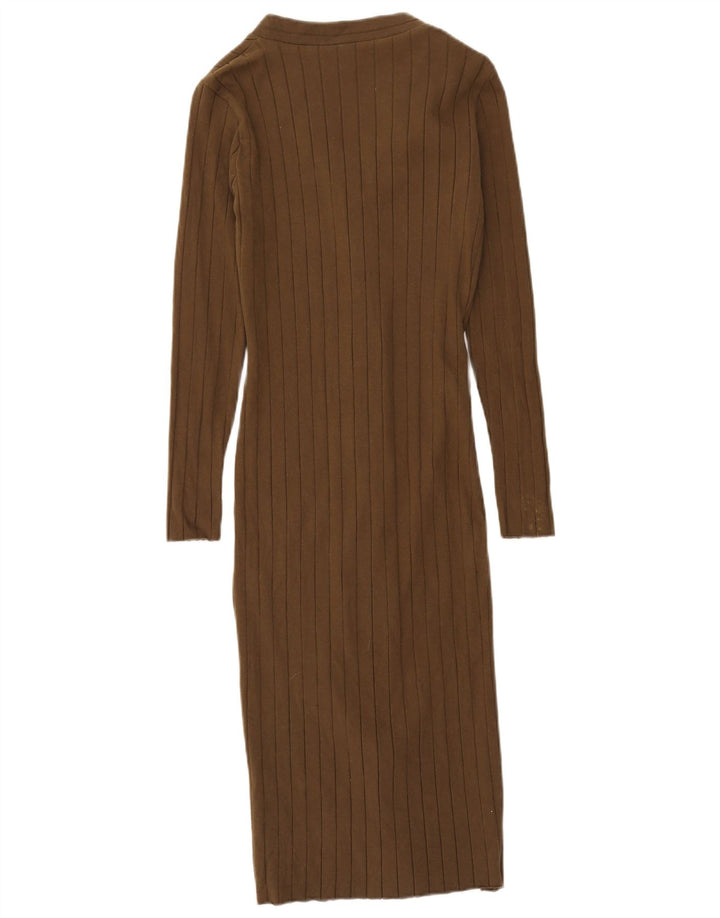 Zara Langærmet Maxikjole til kvinder UK 12 Medium Khaki