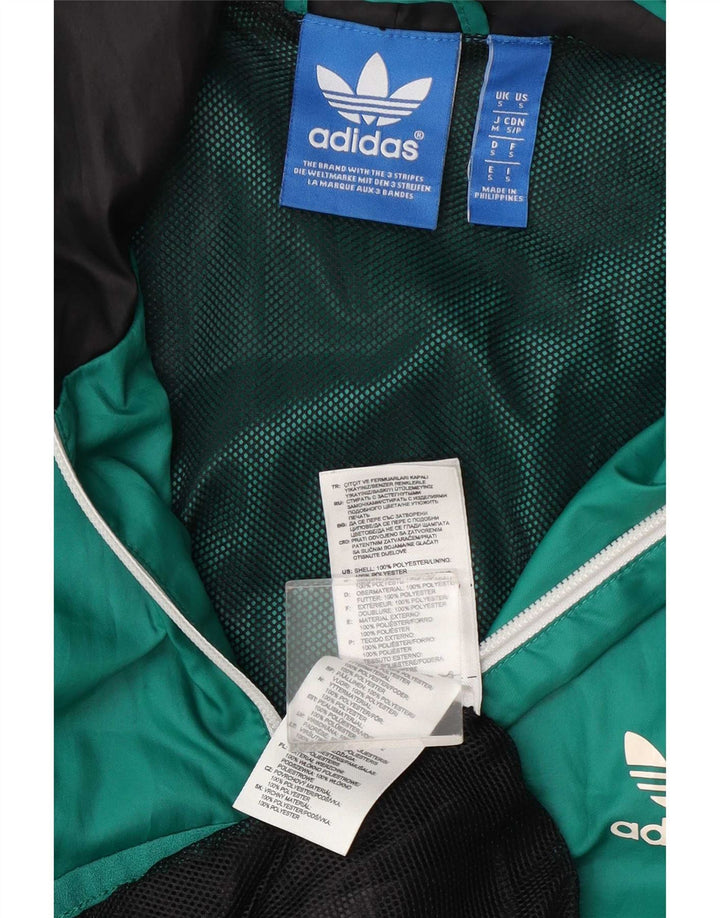 Adidas Regnjakke med hætte til mænd UK 36 Small Green Colourblock Polyester