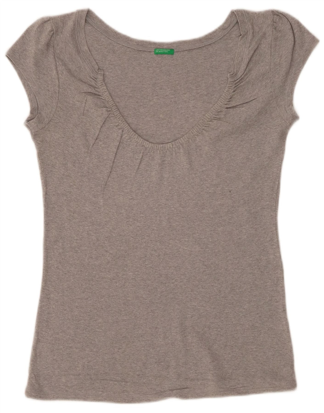 Benetton Dame T-Shirt Top UK 12 Medium Grå