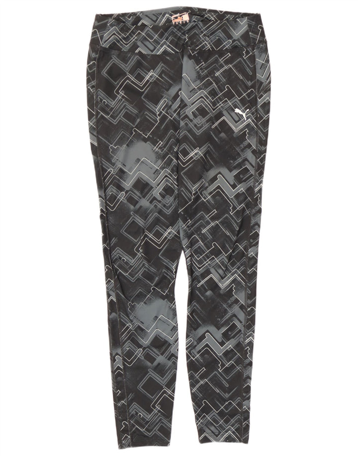 Puma Womens Leggings UK 14 Stor sort geometrisk polyester