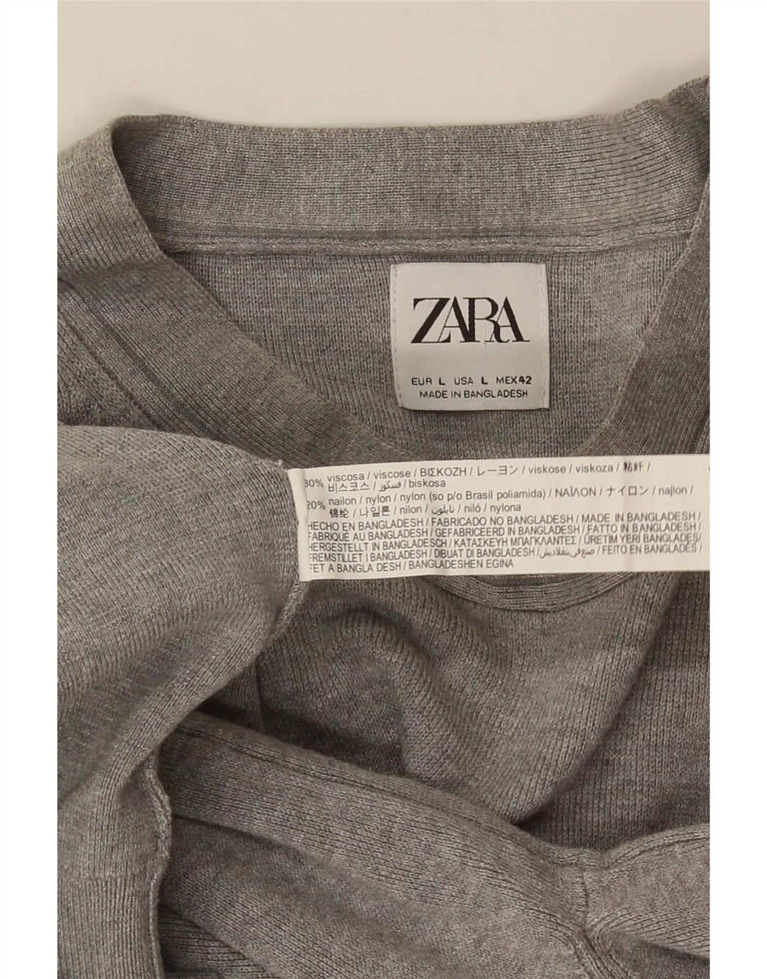 ZARA trøje med rund hals til mænd, stor grå viskose